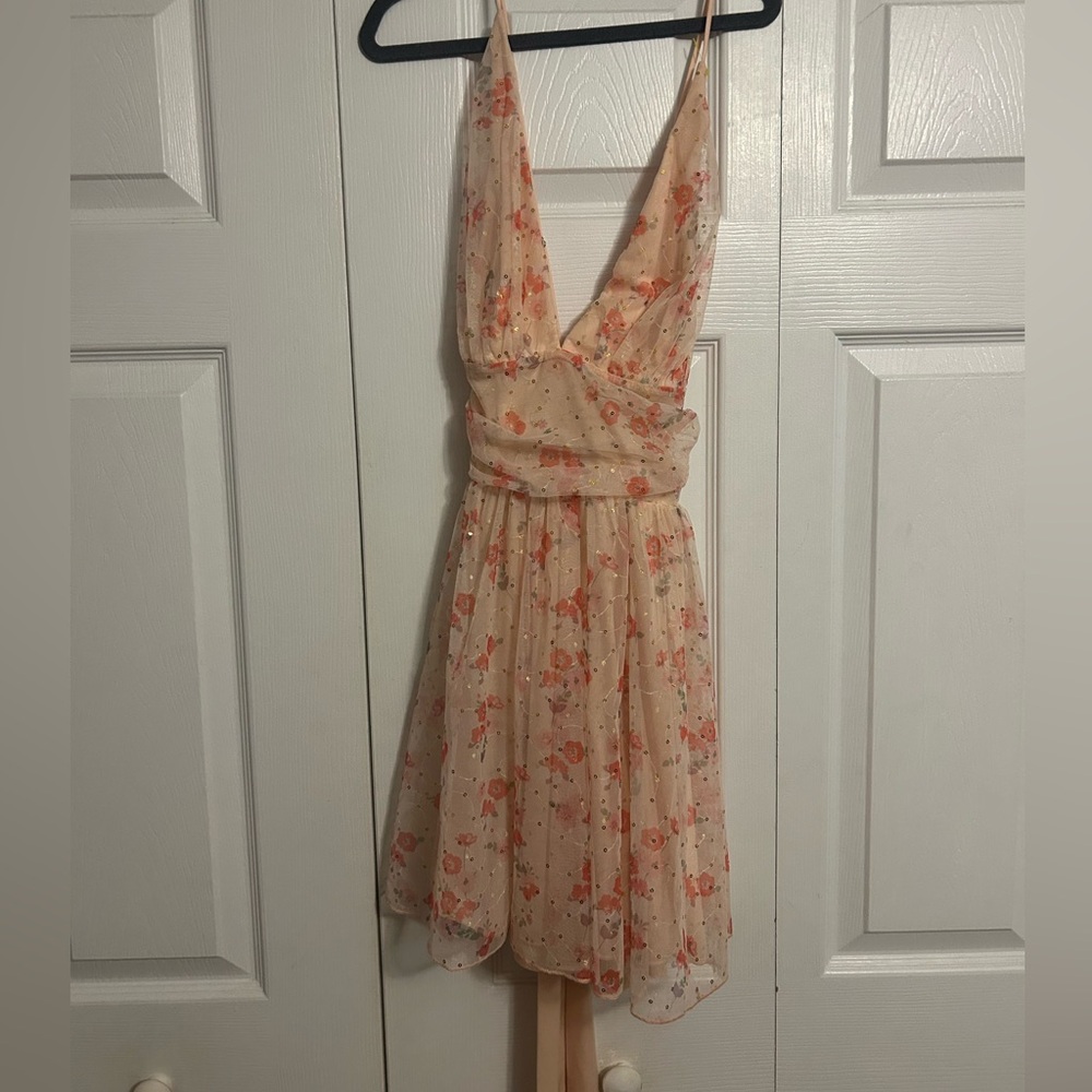 Low Cut Floral Lucy in the Sky Dress with Bow